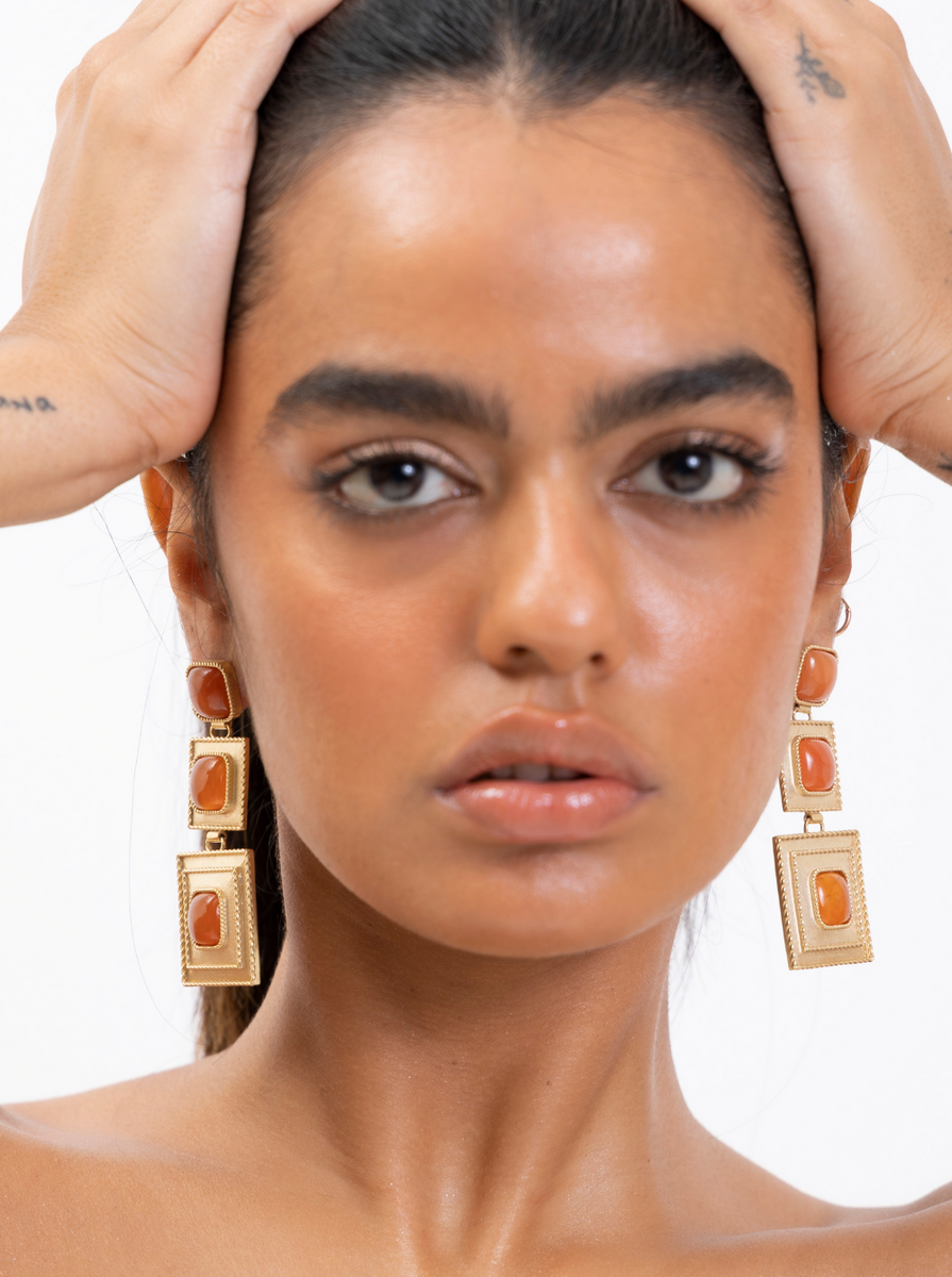 Khufu Earrings in Carnelian