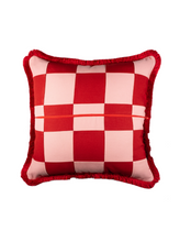 Load image into Gallery viewer, Wine Red &amp; Rose Pink Patchwork Cushion
