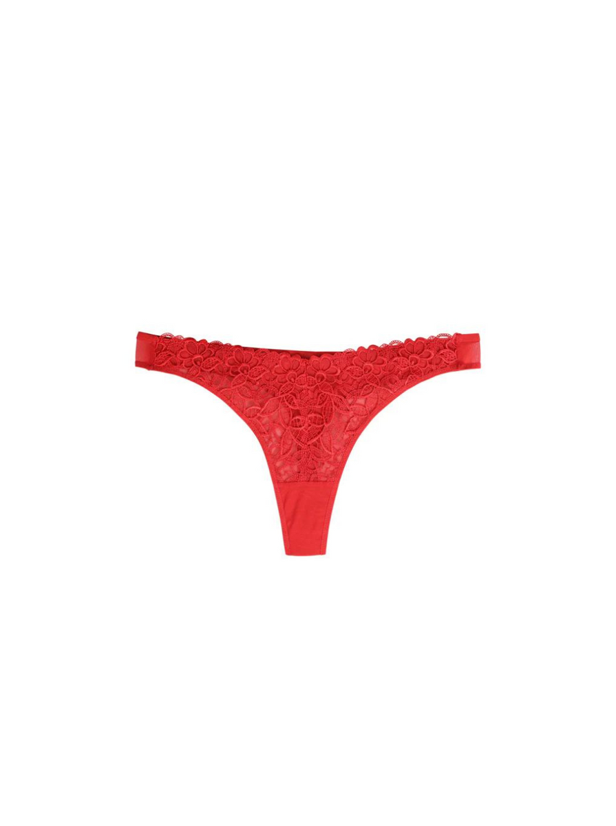 String Panty in Guipure - Red
